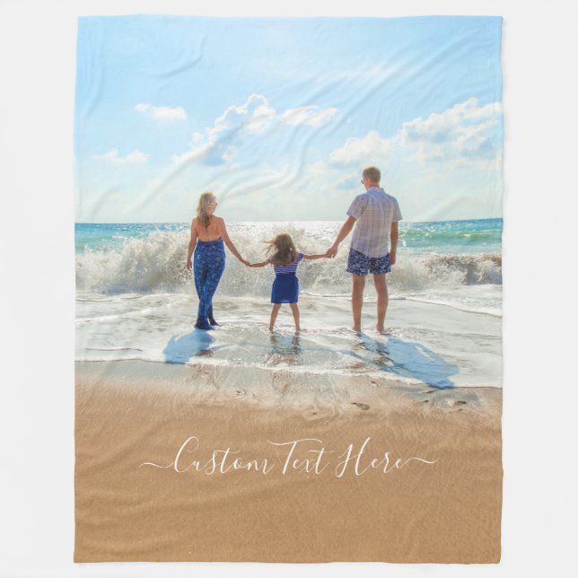 Personalised Your Photo Fleece Blanket with Text (Front)