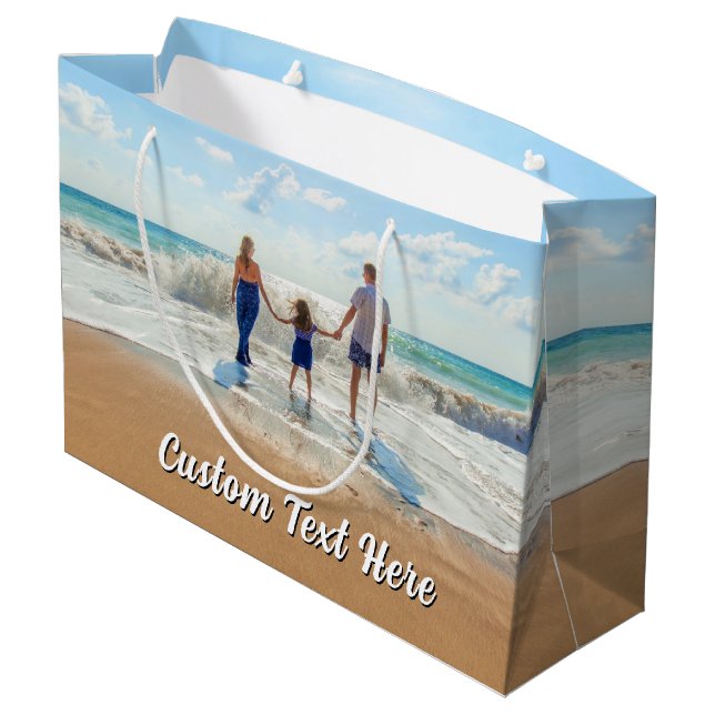 Personalised Your Photo Gift Bag with Custom Text (Back Angled)