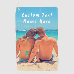 Personalised Your Photo Golf Towel and Custom Text