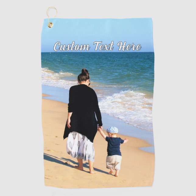 Personalised Your Photo Golf Towel Custom Text (Front)