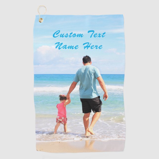 Personalised Your Photo Golf Towel Custom Text (Front)