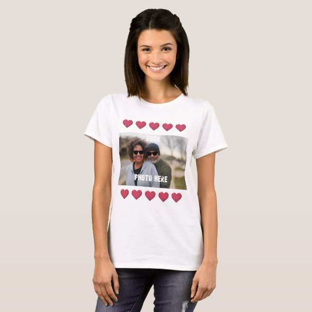 Personalised YOUR PHOTO Hearts T-Shirt (Front Full)