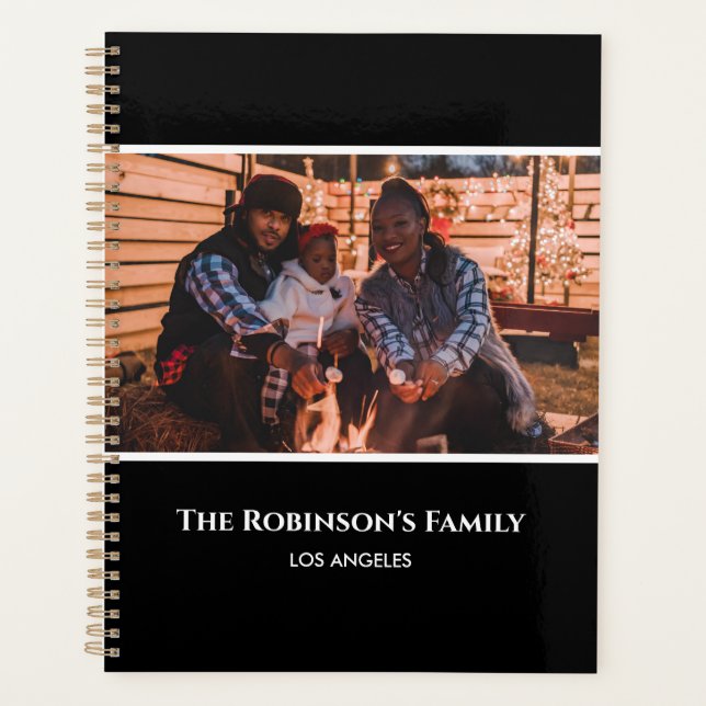 Personalised Your Photo in Black Frame with Texts Planner (Front)