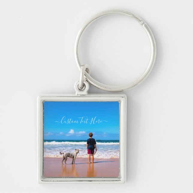 Personalised Your Photo Keychain Gift Custom Text (Front)