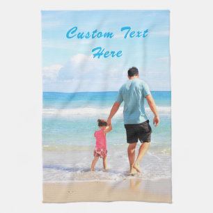 Personalised Your Photo Kitchen Towel Custom Text