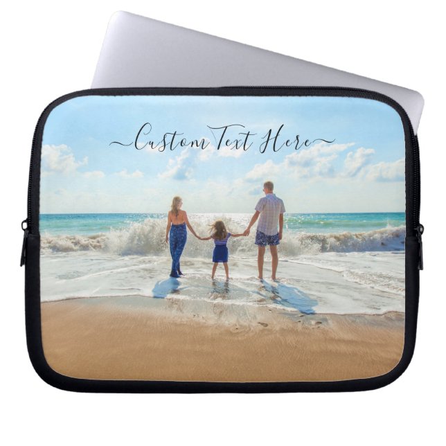 Personalised Your Photo Laptop Sleeve Custom Text (Front)