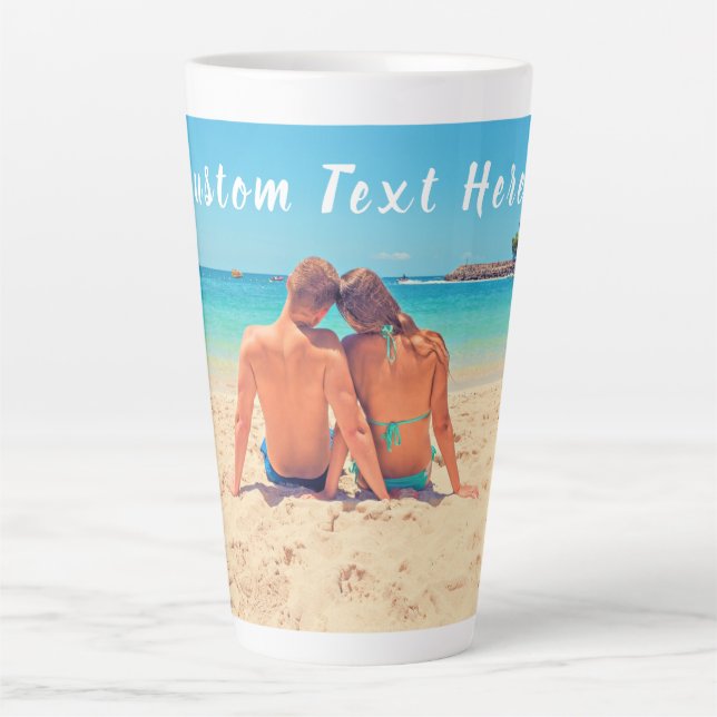 Personalised Your Photo Latte Mug with Custom Text (Front)