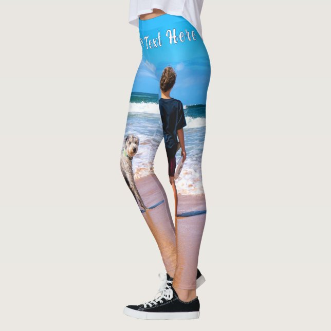 Personalised Your Photo Leggings with Custom Text (Left)