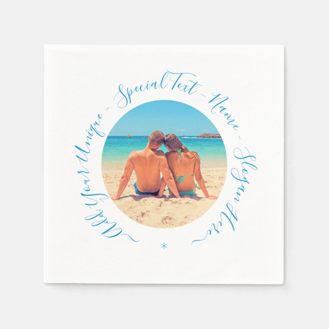 Personalised Your Photo Napkins with Custom Text (Front)