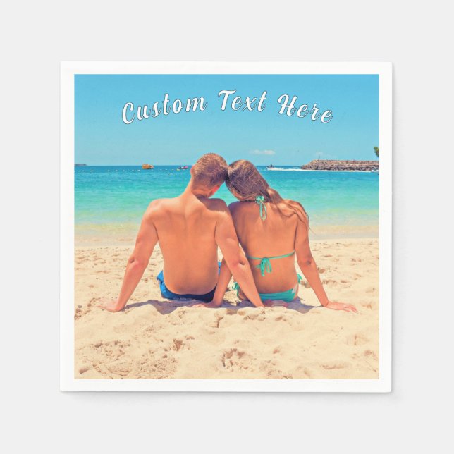 Personalised Your Photo Napkins with Custom Text (Front)