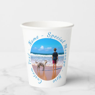 Personalised Your Photo Paper Cups and Custom Text