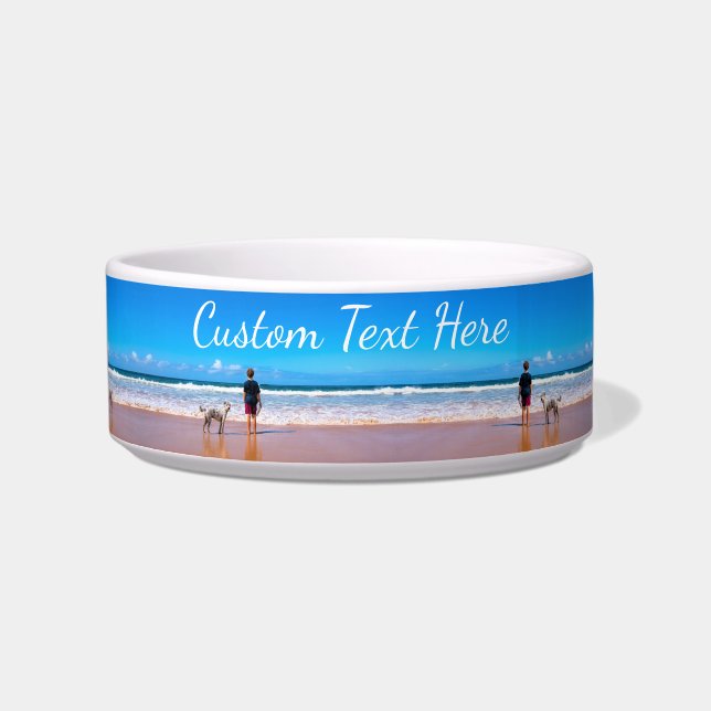 Personalised Your Photo Pet Bowl with Custom Text (Front)