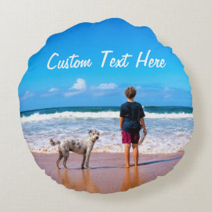 Personalised Your Photo Round Pillow Custom Text