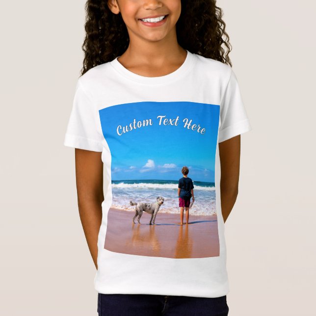 Personalised Your Photo T-Shirt with Custom Text (Front)