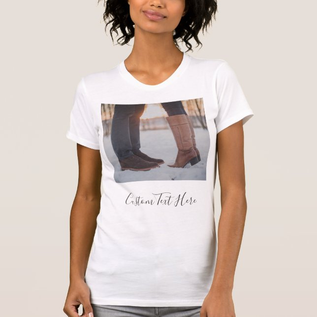 Personalised Your Photo T-Shirt with Custom Text (Front)
