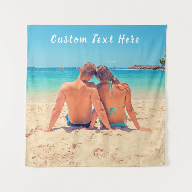 Personalised Your Photo Tapestry with Custom Text (Front (Horizontal))