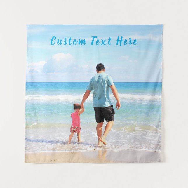 Personalised Your Photo Tapestry with Custom Text (Front (Horizontal))
