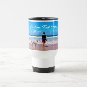 Personalised Your Photo Travel Mug and Custom Text