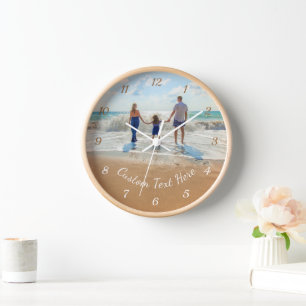 Personalised Your Photo Wall Clock and Custom Text