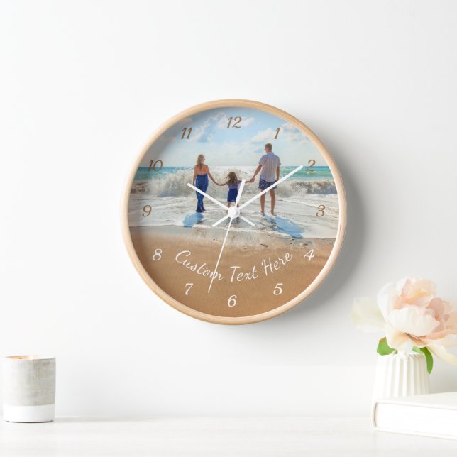 Personalised Your Photo Wall Clock and Custom Text (Home)