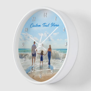 Personalised Your Photo Wall Clock and Custom Text