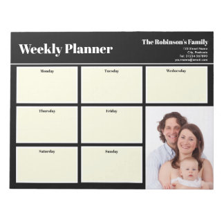 Personalised Your Photo Weekly Planner Plain Black Notepad