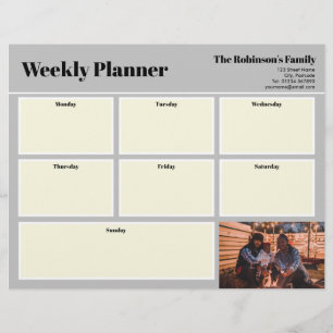 Personalised Your Photo Weekly Planner Plain Grey Custom Letterhead