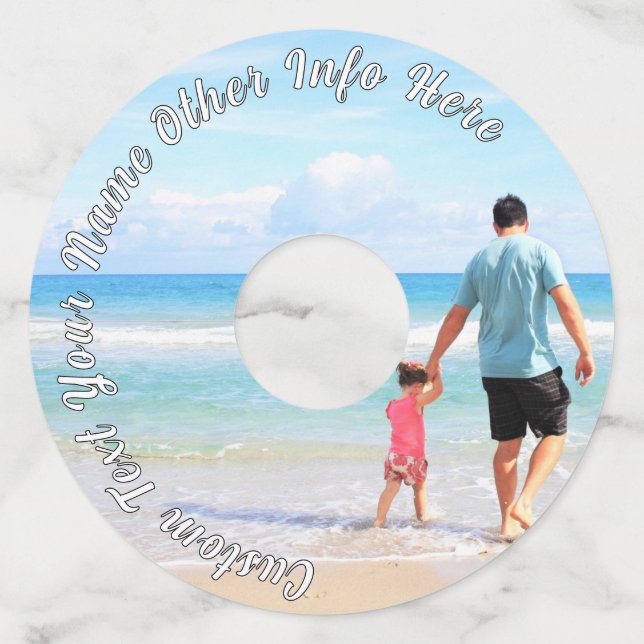 Personalised Your Photo Wine Glass Tag Custom Text (Front)