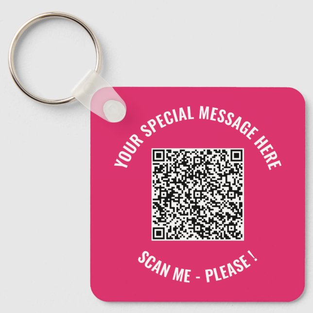 Personalised Your QR Code Custom Text Keychain (Front)
