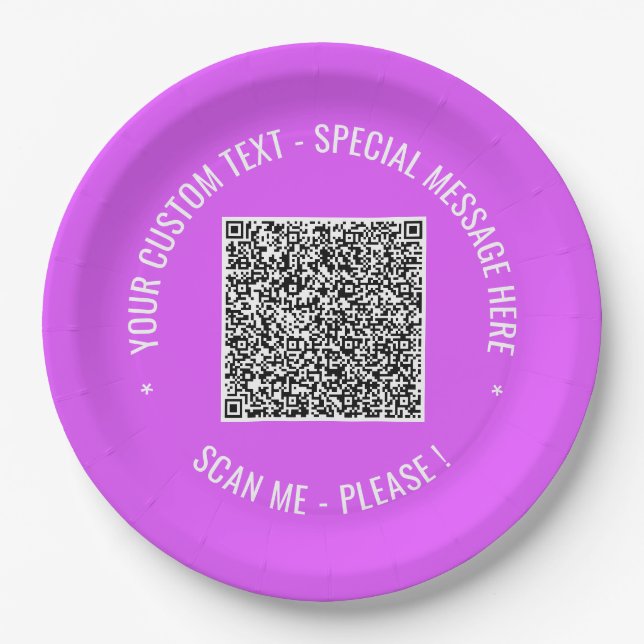 Personalised Your QR Code Custom Text Paper Plates (Front)