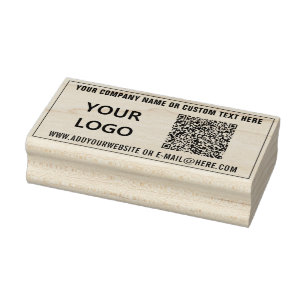 Personalised Your QR Code Logo Text Rubber Stamp