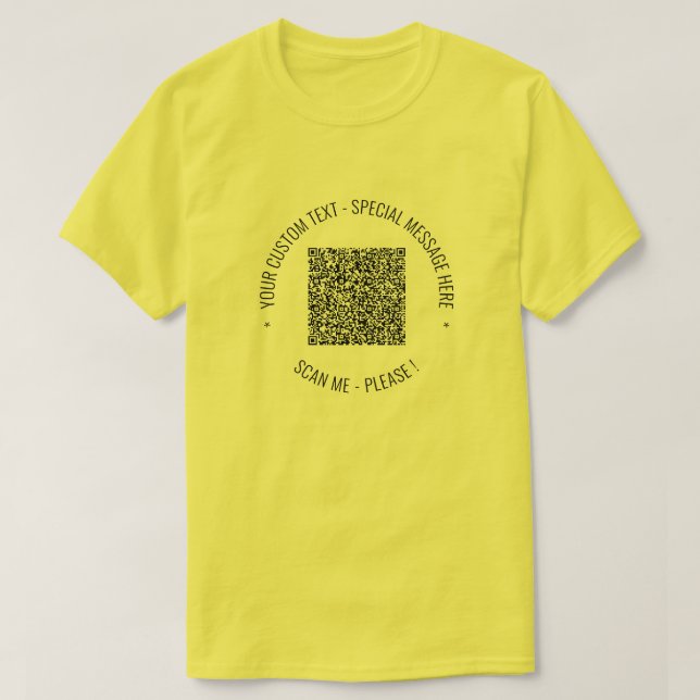 Personalised Your QR Code Scan Custom Text T-Shirt (Design Front)