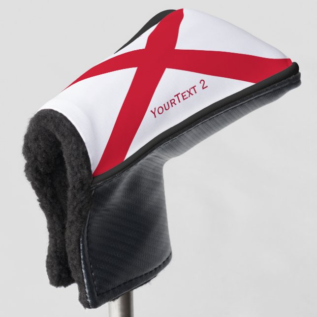 Personalised Your Text Alabama State Flag on a Golf Head Cover (3/4 Front)