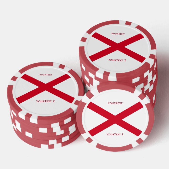 Personalised Your Text Alabama State Flag on a Poker Chips (Stack)