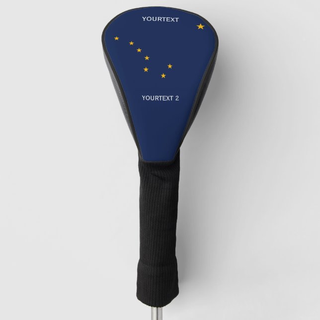 Personalised Your Text Alaska State Flag on a Golf Head Cover (Front)