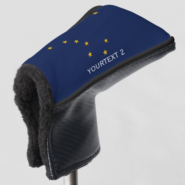Personalised Your Text Alaska State Flag on a Golf Head Cover (3/4 Front)