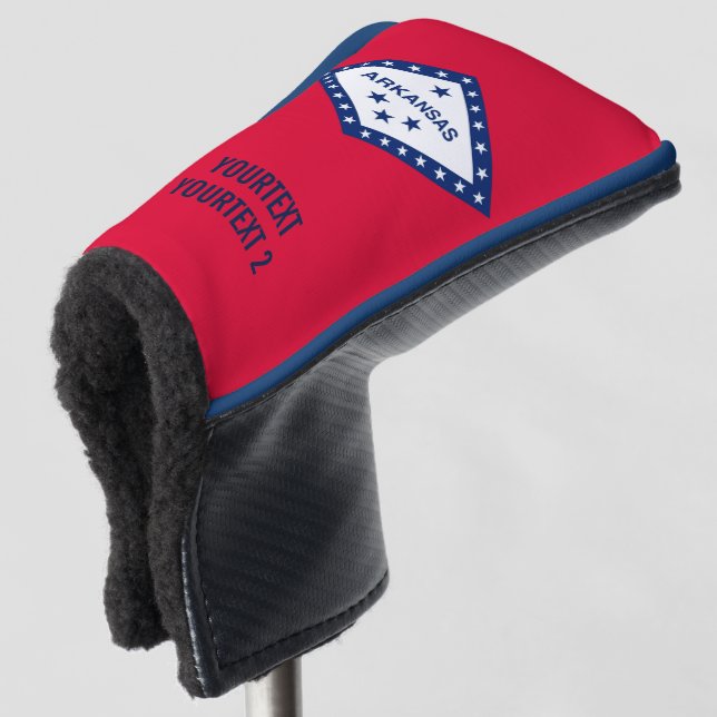 Personalised Your Text Arkansas State Flag on a Golf Head Cover (3/4 Front)