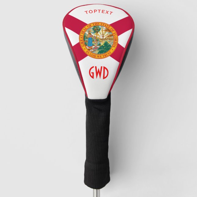 Personalised Your Text Florida State Flag on a Golf Head Cover (Front)