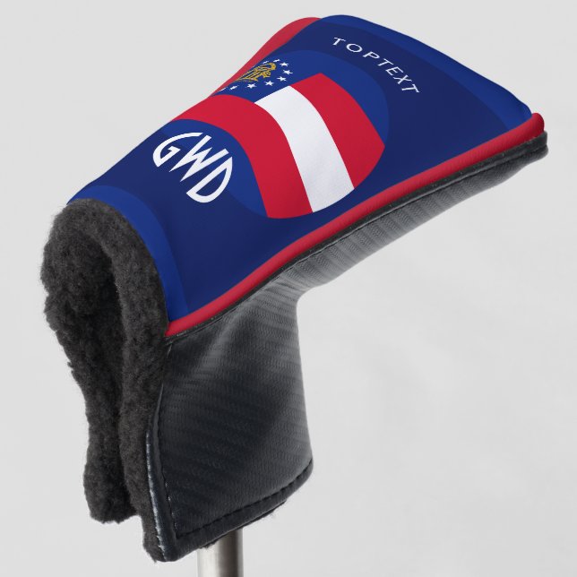Personalised Your Text Georgia State Flag on a Golf Head Cover (3/4 Front)