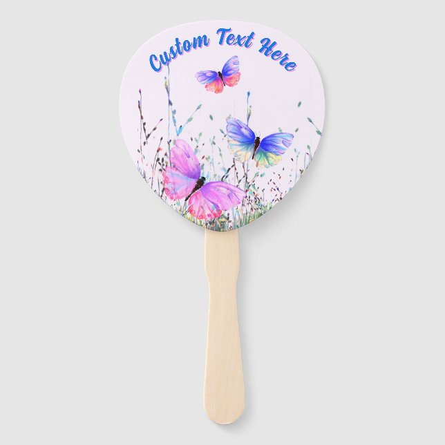 Personalised Your Text Hand Fans with Butterflies (Front)