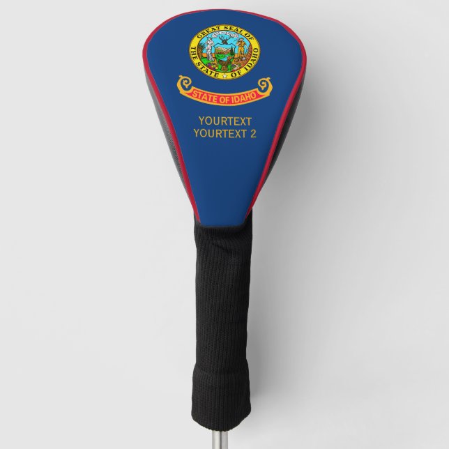 Personalised Your Text Idaho State Flag on a Golf Head Cover (Front)