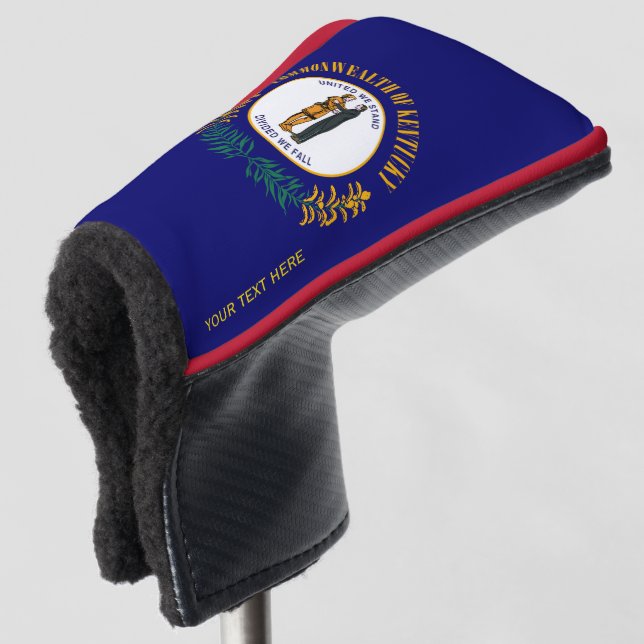 Personalised Your Text Kentucky State Flag on a Golf Head Cover (3/4 Front)