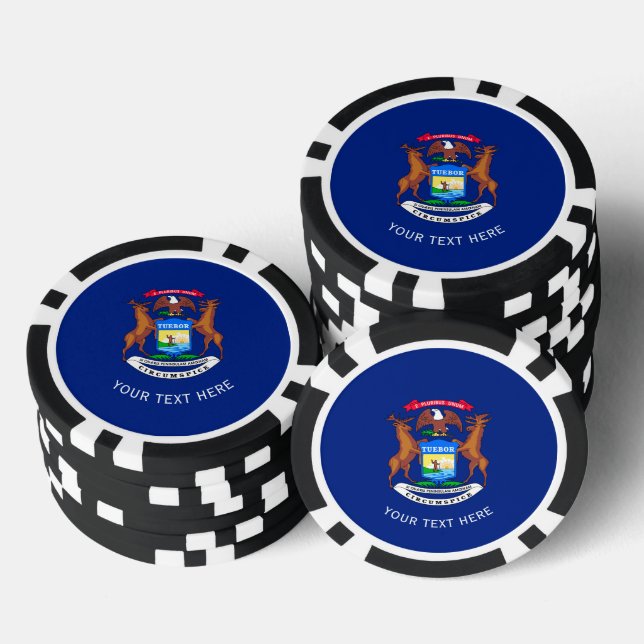 Personalised Your Text Michigan State Flag on a Poker Chips (Stack)