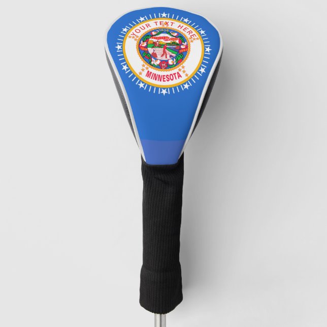 Personalised Your Text Minnesota State Flag on a Golf Head Cover (Front)