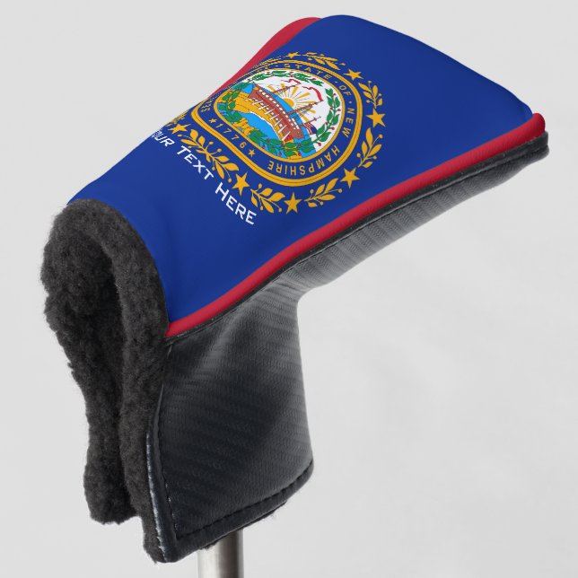 Personalised Your Text New Hampshire State Flag on Golf Head Cover (3/4 Front)