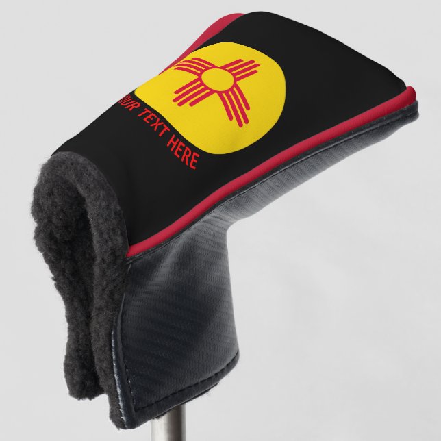 Personalised Your Text New Mexico State Flag on a Golf Head Cover (3/4 Front)