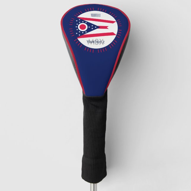 Personalised Your Text Ohio State Flag on a Golf Head Cover (Front)