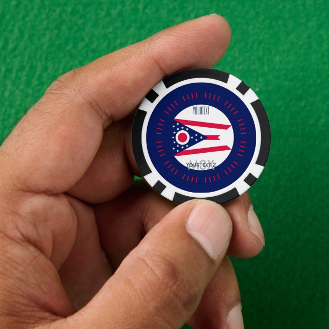 Personalised Your Text Ohio State Flag on a Poker Chips (Hand)