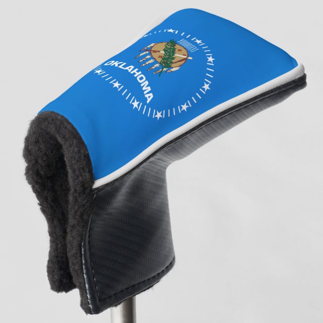 Personalised Your Text Oklahoma State Flag on a Golf Head Cover (3/4 Front)