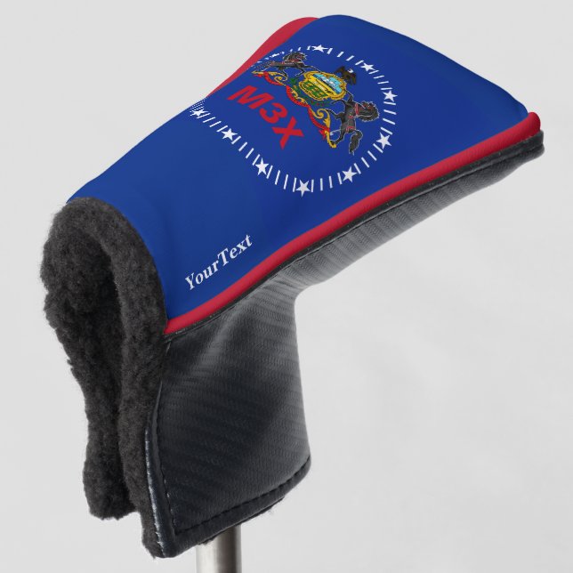 Personalised Your Text Pennsylvania State Flag on Golf Head Cover (3/4 Front)